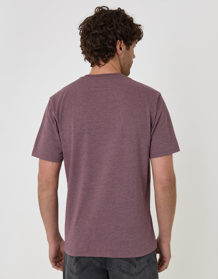 Threadbare Peached Crew Neck T-Shirt in Burgundy - back view