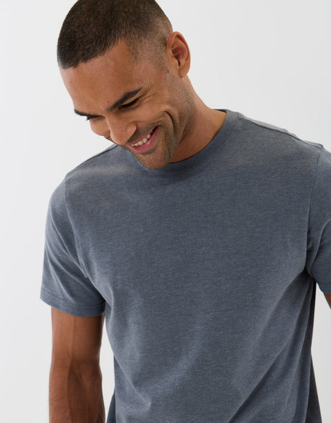 Threadbare Peached Crew Neck T-Shirt in Grey - close up