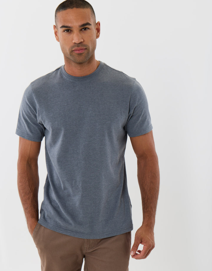 Threadbare Peached Crew Neck T-Shirt in Grey - front view