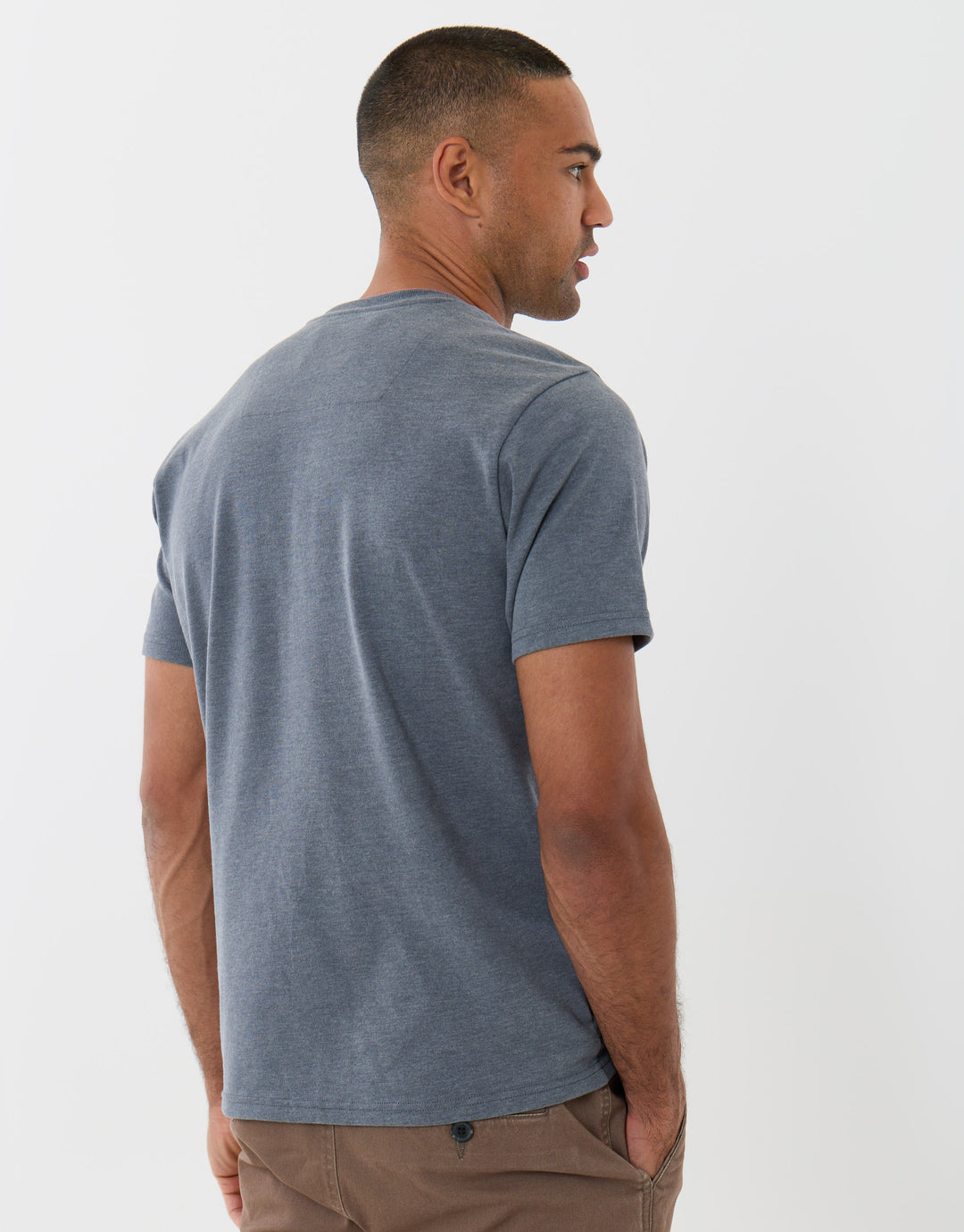 Threadbare Peached Crew Neck T-Shirt in Grey - back view