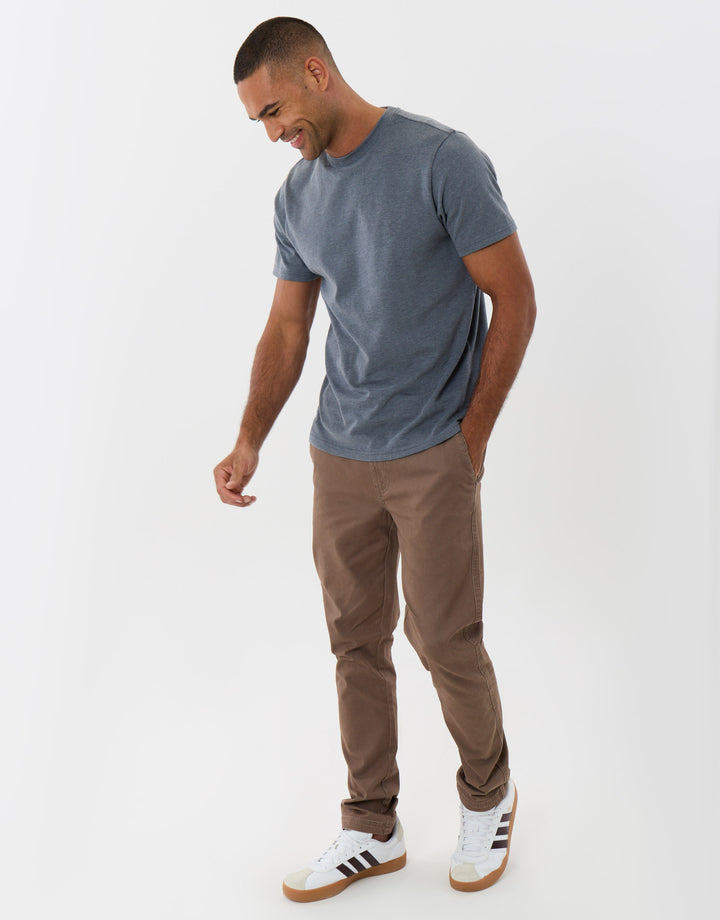 Threadbare Peached Crew Neck T-Shirt in Grey - full body