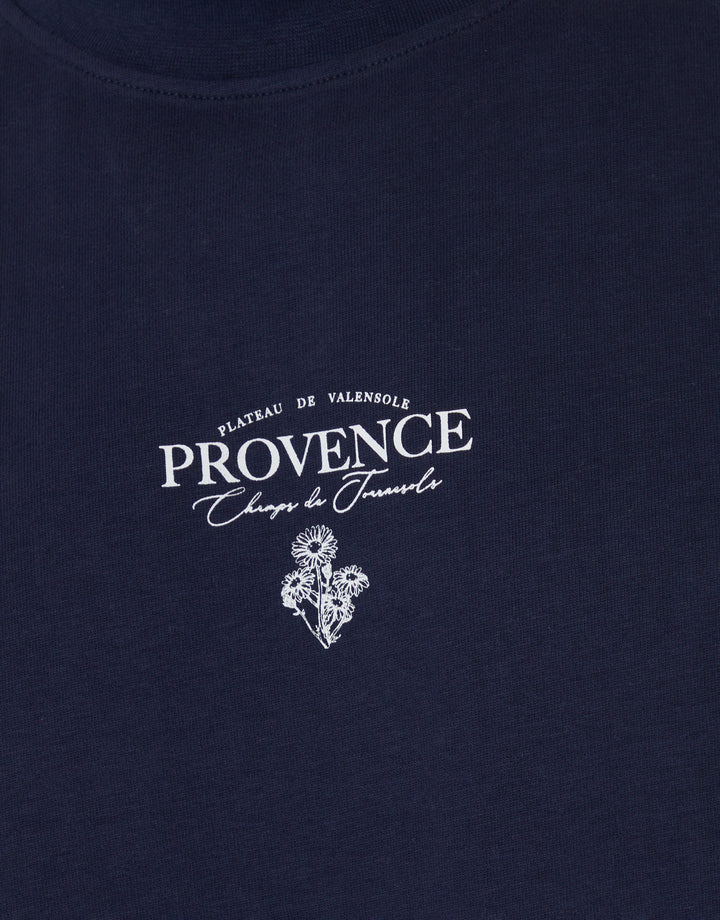 Navy Relaxed Fit Provence Peached Cotton T-Shirt