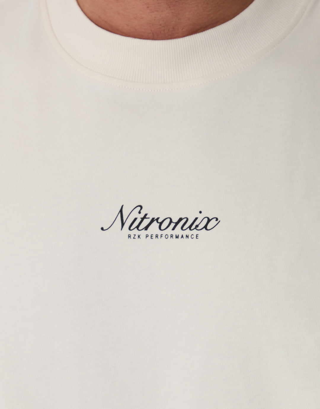 Threadbare Relaxed Fit Nitronix Peached Cotton T-Shirt in Ecru - front graphic close up