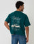 Boxy Fit Stuttgart Print Cotton T-Shirt in Teal Green