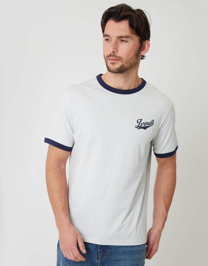 Light Blue Zermatt Graphic Cotton Ringer T-Shirt