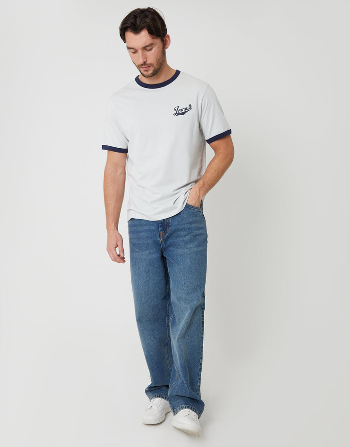 Light Blue Zermatt Graphic Cotton Ringer T-Shirt