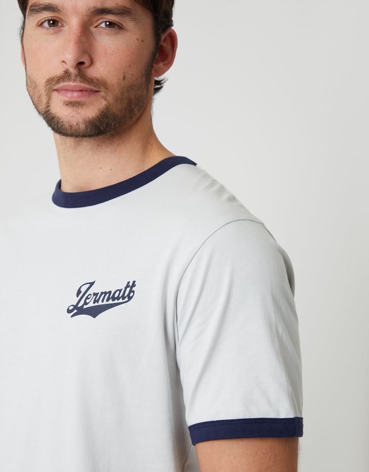 Light Blue Zermatt Graphic Cotton Ringer T-Shirt