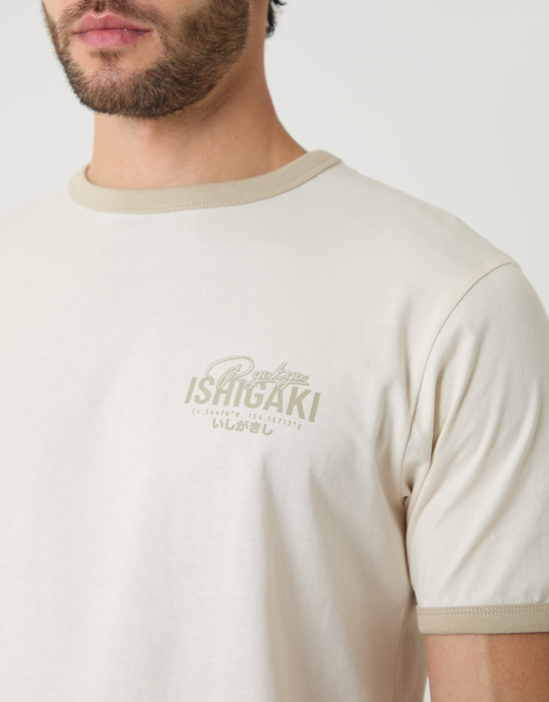 Ecru Ishigaki Graphic Cotton Ringer T-Shirt