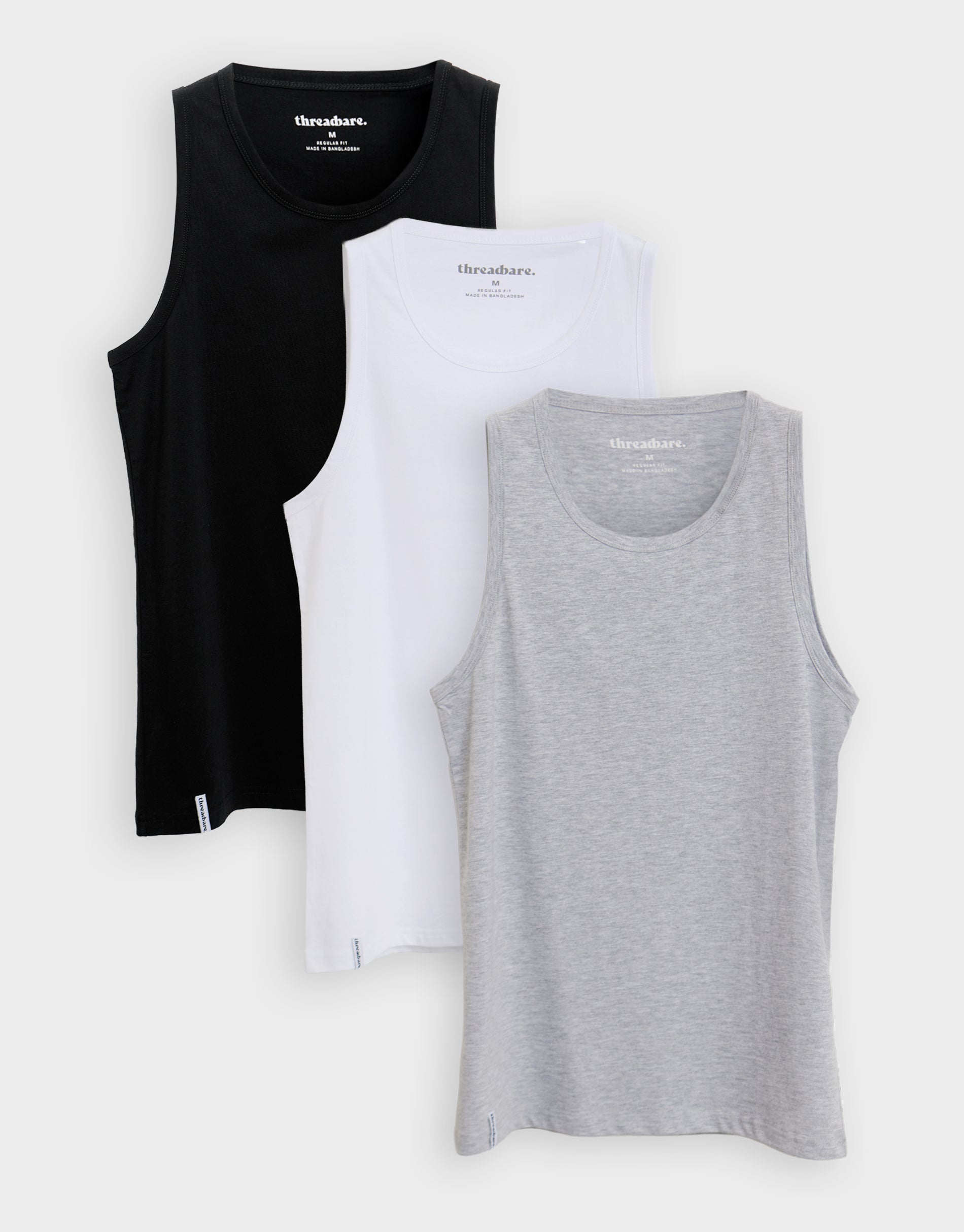 3 Pack Assorted Cotton Crew Neck Vests