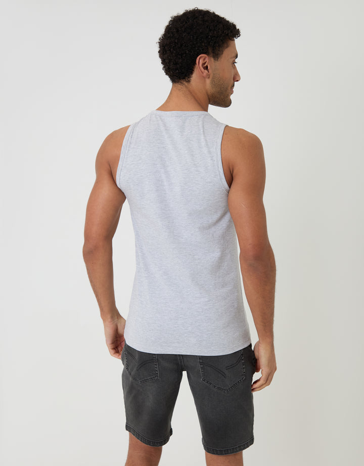 Threadbare Cotton Crew Neck Vest in Grey Marl - back view