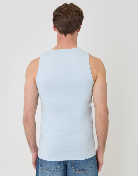 Threadbare Cotton Crew Neck Vest in Light Blue - back view