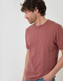 Threadbare Textured Cotton Crew Neck T-Shirt in Pink - front pose
