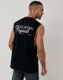 Threadbare Relaxed Fit Graphic Print Cotton Vest in Black - back view