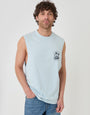 Threadbare Relaxed Fit Playa Cotton Vest in Blue - front view