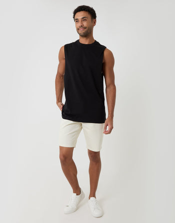 Threadbare Relaxed Fit Cotton Crew Neck Vest in Black - full body