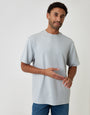 Threadbare Relaxed Fit Cotton Textured T-Shirt in Grey - front view