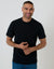 Textured Stretch Cotton Crew Neck T-Shirt in Black