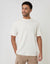 Relaxed Fit Textured Rib Stretch Cotton T-Shirt in Ecru