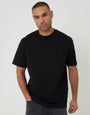 Threadbare Relaxed Fit Textured Crew Neck T-Shirt in Black - front view
