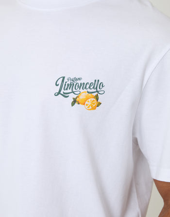Threadbare Relaxed Fit Limoncello Cotton T-Shirt in White - front view close up
