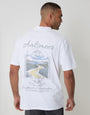 Threadbare Relaxed Fit Aalsmeer Peached Cotton T-Shirt in White - back view