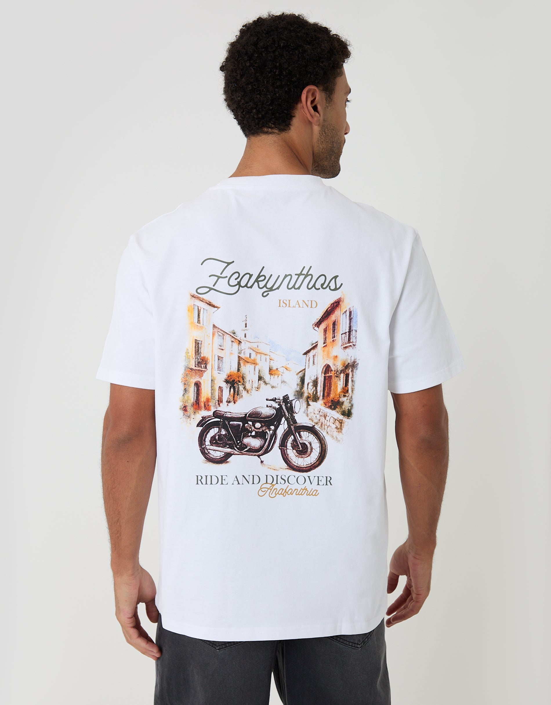 Relaxed Fit Zakynthos Peached Cotton T-Shirt in White