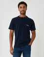 Threadbare Cotton Crew Neck Script T-Shirt in Navy - front view