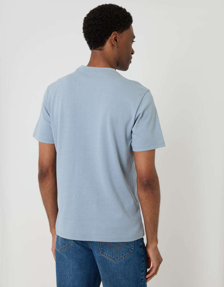 Threadbare Cotton Crew Neck Script T-Shirt in Blue - back view