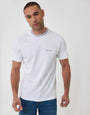 Threadbare Cotton Crew Neck Script T-Shirt in White - front view