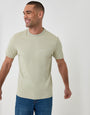 Threadbare Cotton Crew Neck Script T-Shirt in Sage Green - front view