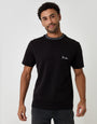 Threadbare Cotton Crew Neck Script T-Shirt in Black - front view