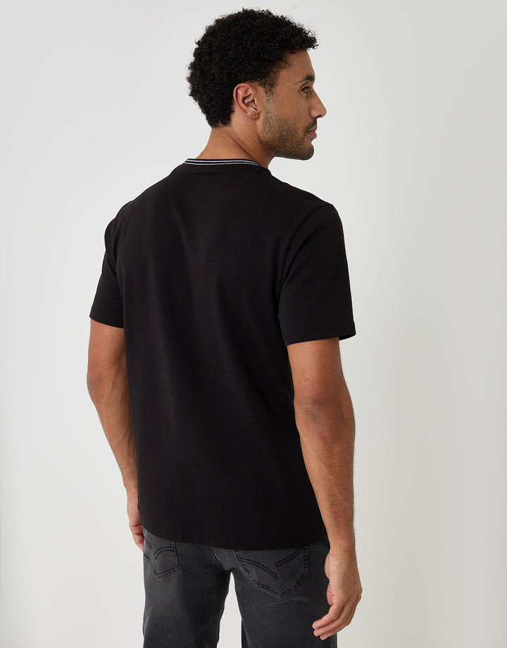 Threadbare Cotton Crew Neck Script T-Shirt in Black - back view