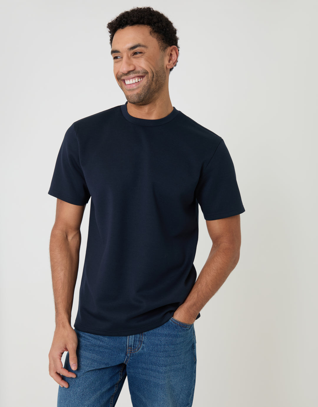 Threadbare Scuba T-Shirt in Navy - front view