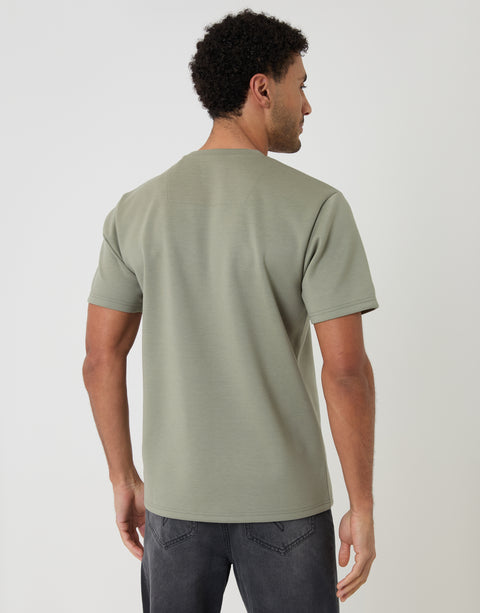 Threadbare Scuba T-Shirt in Sage Green - back view