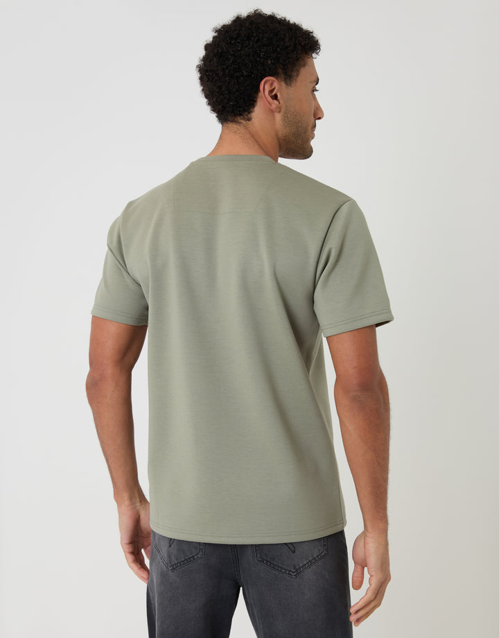 Threadbare Scuba T-Shirt in Sage Green - back view