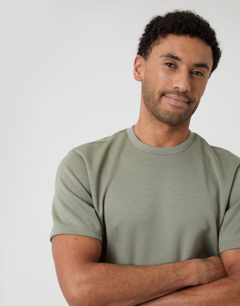 Threadbare Scuba T-Shirt in Sage Green - close up