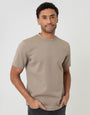 Threadbare Scuba T-Shirt in Beige - front view