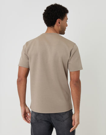 Threadbare Scuba T-Shirt in Beige - back view