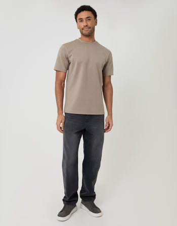 Threadbare Scuba T-Shirt in Beige - full body
