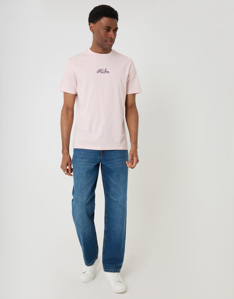 Threadbare Aloha Cotton Crew Neck T-Shirt in Pink - full body