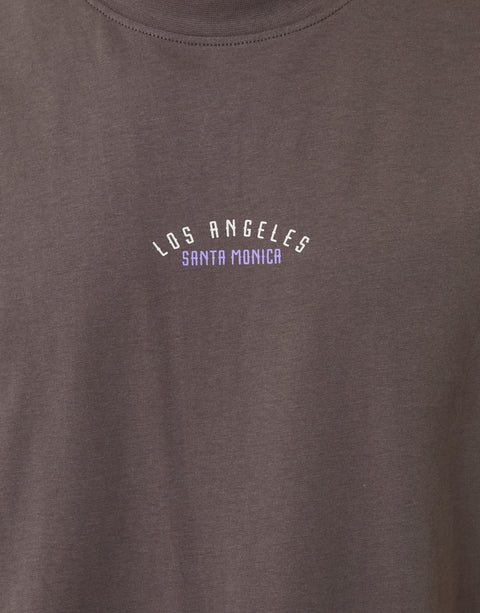 Threadbare Relaxed Fit Los Angeles Graphic T-Shirt in Grey - close up