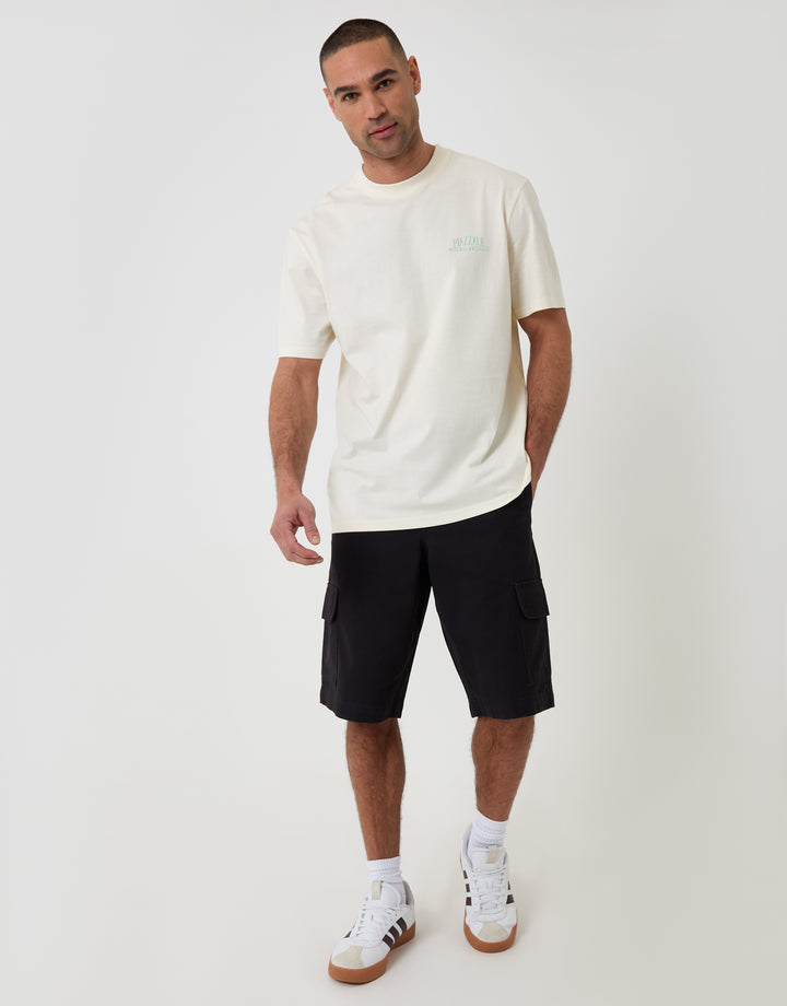 Threadbare Relaxed Fit Piazelle Graphic T-Shirt in Ecru - full body