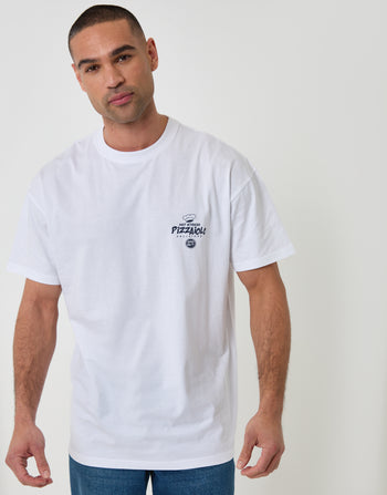 Threadbare Oversized Pizzaiolo Cotton T-Shirt in White - front view