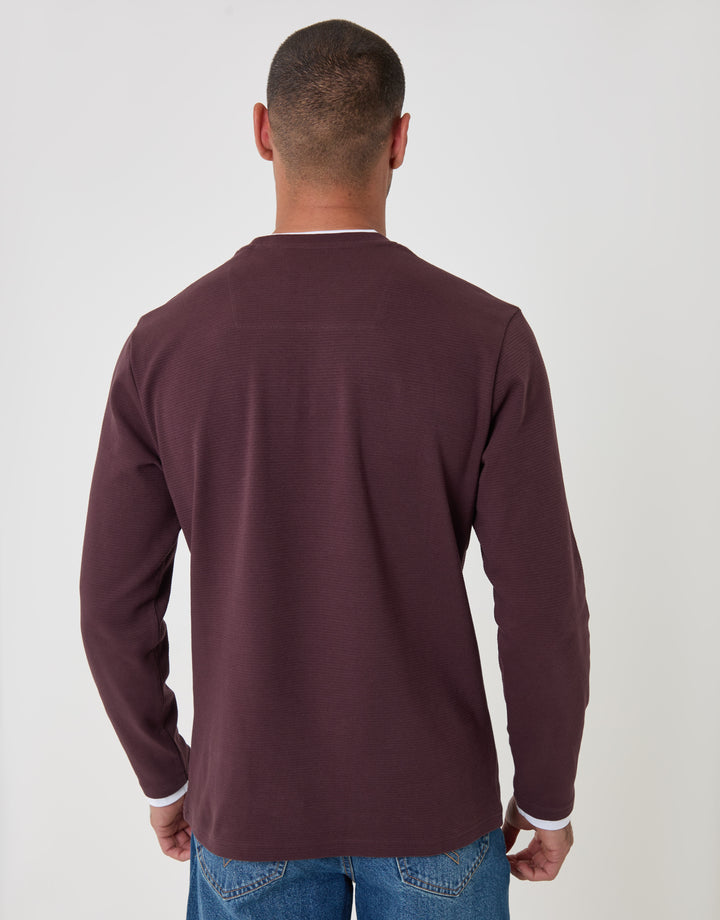 Threadbare Cotton Rich Crew Neck Sweatshirt in Chocolate Brown - back view
