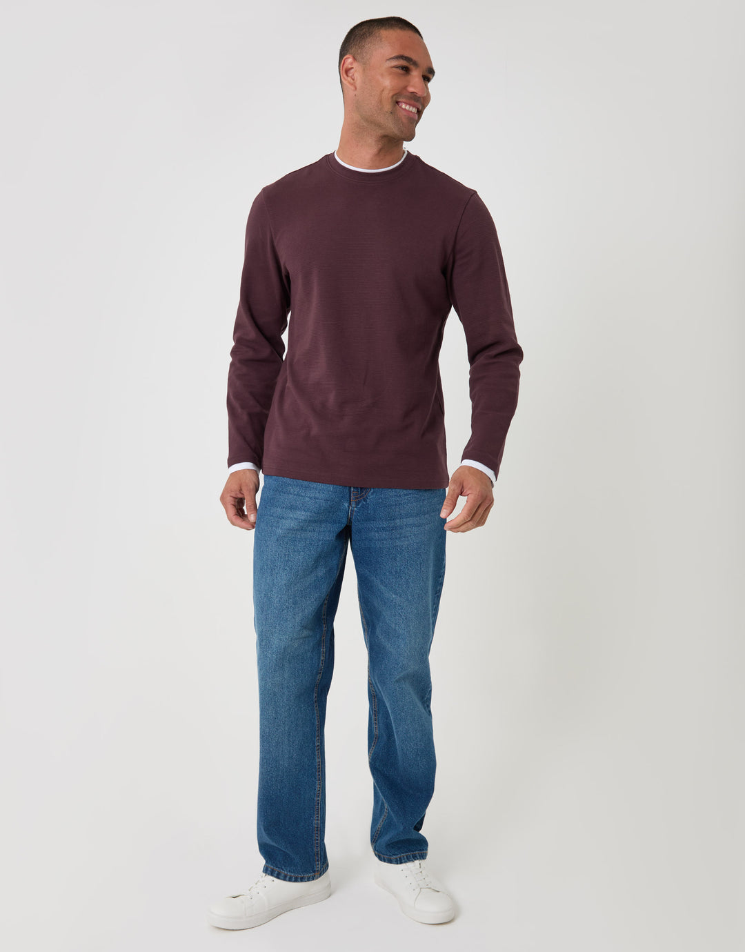 Threadbare Cotton Rich Crew Neck Sweatshirt in Chocolate Brown - full body