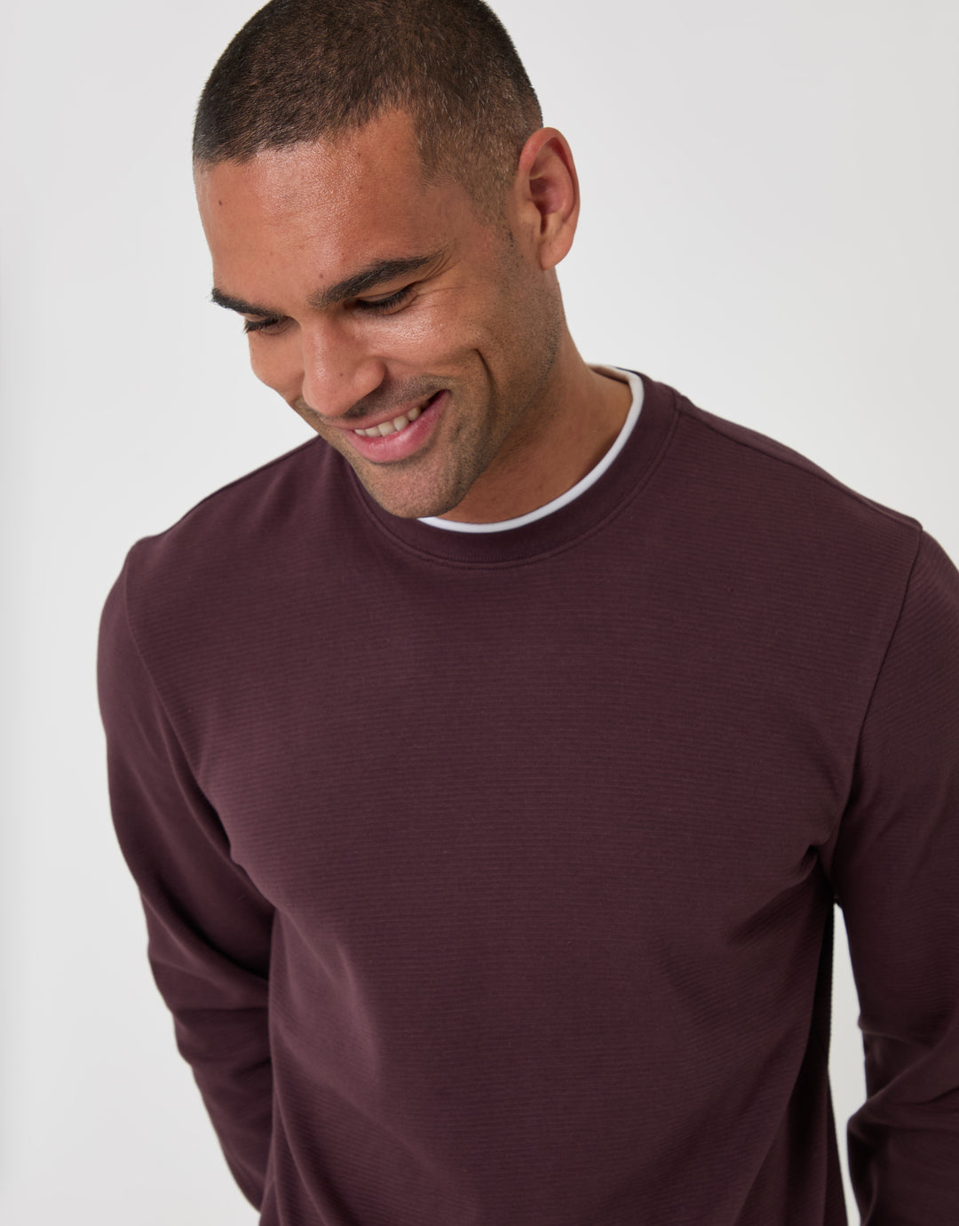 Threadbare Cotton Rich Crew Neck Sweatshirt in Chocolate Brown - close up
