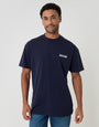 Threadbare Oversized Field of Legends Cotton T-Shirt in Navy - front view