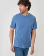 Threadbare Textured Rib Cotton Crew Neck T-Shirt in Denim Blue - front view