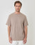 Relaxed Fit Cotton Textured T-Shirt in Mushroom Brown