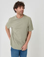 Threadbare Relaxed Fit Cotton Textured T-Shirt in Sage Green - front view